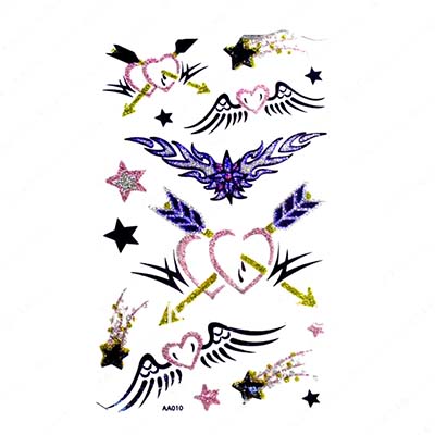 Removable arm waist back Arrow thought herat heart with wing Design Water Transfer Temporary Tattoo(fake Tattoo) Stickers NO.10746